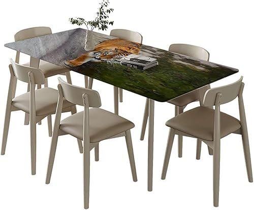 Miniatura 2 de MizuH Rectangular Table Farmhouse Tablecloth Wild Beast Looking Holiday Party Picnic Decorative Rectangular Table Cloth Tiger 30W x 72L lnch