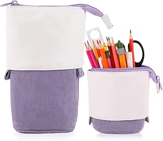 iSuperb Astuccio Telescopico,Transformer Stand Pencil Holder,Portapenne con Cerniera per Matite Portamatite Cartoleria Organizer Pencil Case (Viola)
