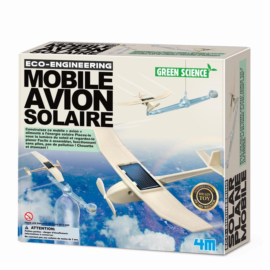 4M 4M Kidzlabs Green Science/Eco-Engineering: SOLAR Plane MOBIEL/ F R A N S T A L I G E VERPAKKING, gedetailleerde instructies inbegrepen, doos 24x22x6cm, 5+