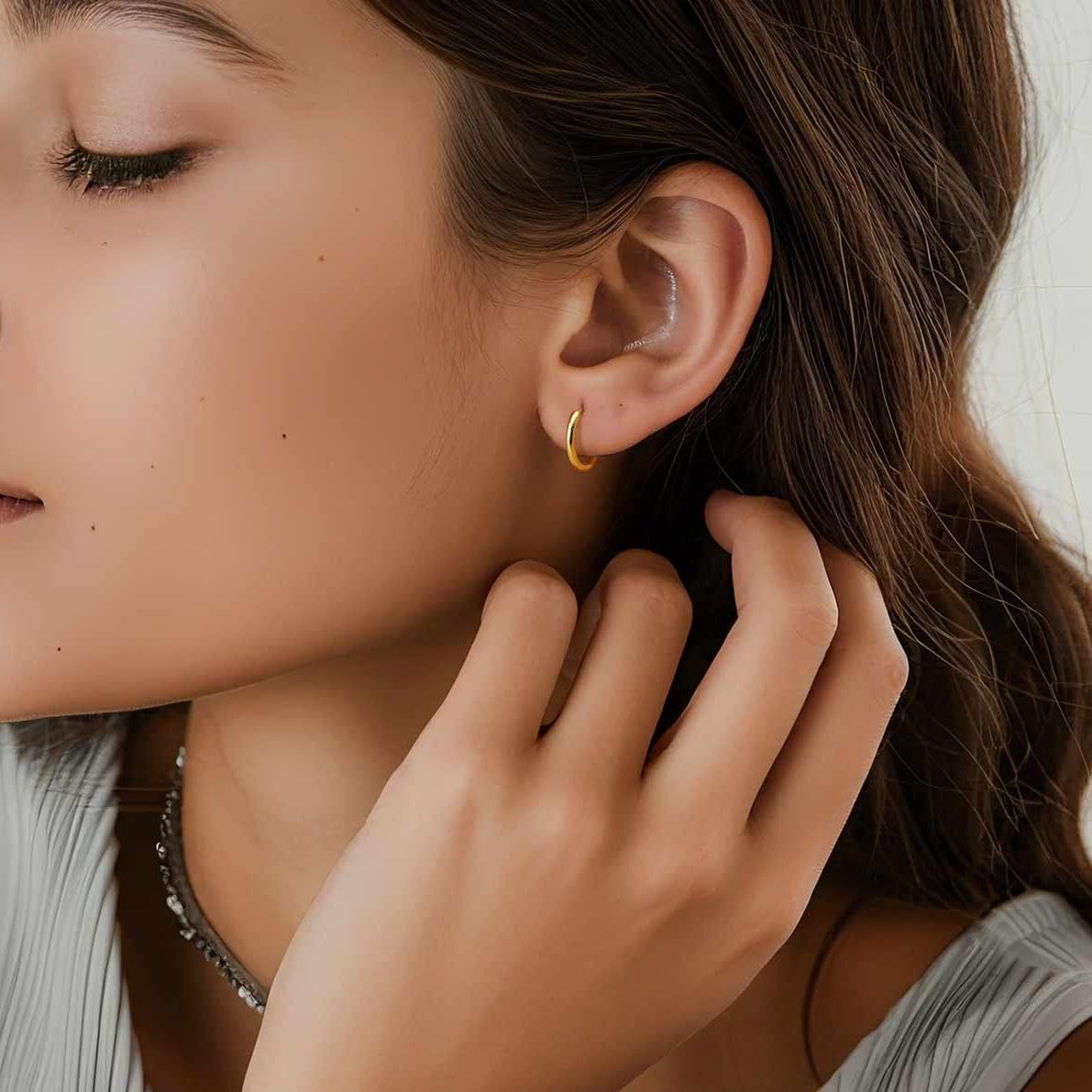 14K Gold Hoop Earrings for Women 14K Gold Earrings for Women Small Hoop Earring for Womens Hoops Clean Circular Design with Smooth Lines Hoops Earring for Womens 15mm - Image 6