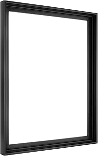 MCS Canvas Float Frames 16x20 Frame, Black Frame for Finished Canvases, Vertical & Horizontal Wall Hanging Large with Adhesive for Canvas Paintings (1-Pack)