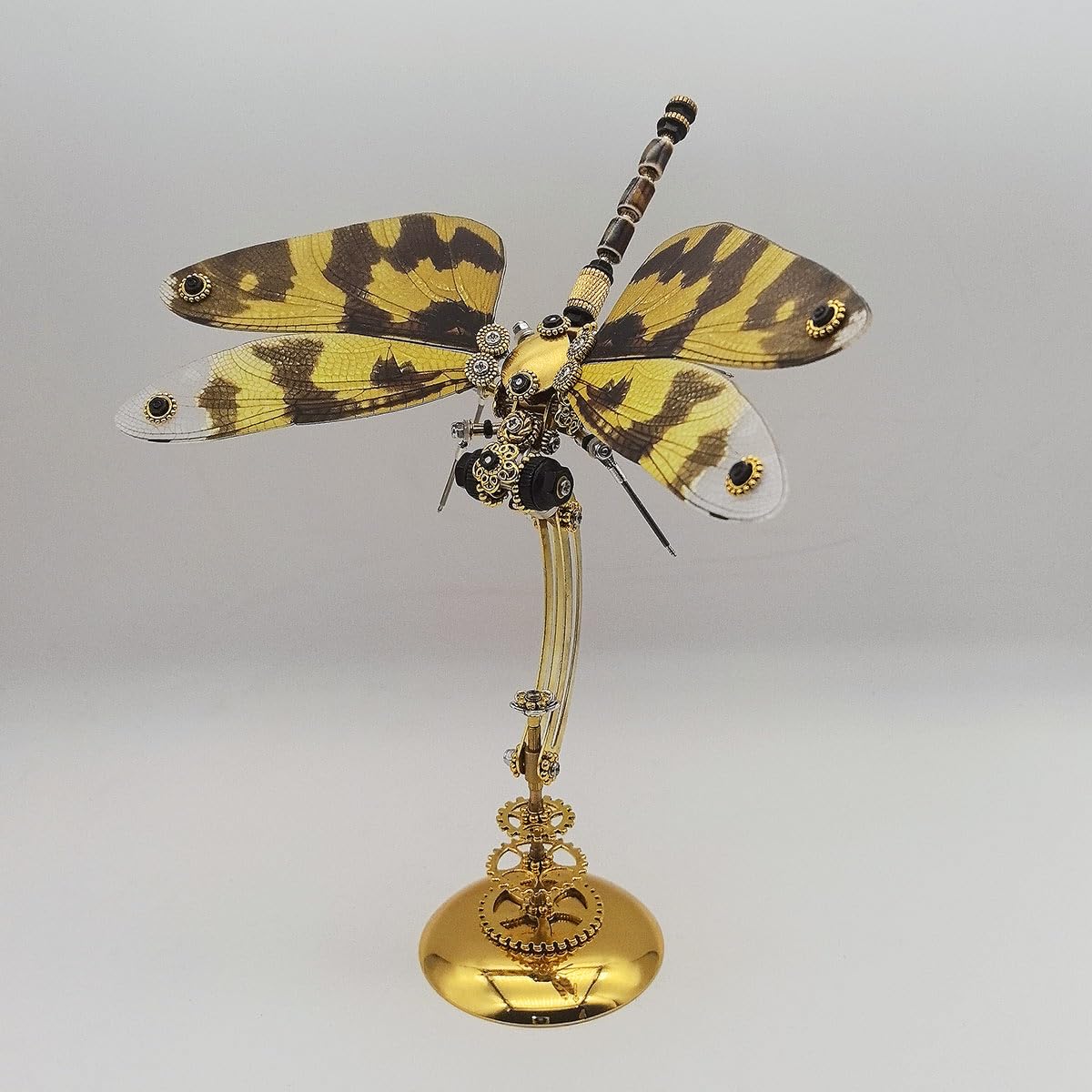 Rompecabezas de metal 3D, juego de construcción de insectos steampunk, capa iridiscente, libélula con base magnética (más de 200 piezas)
