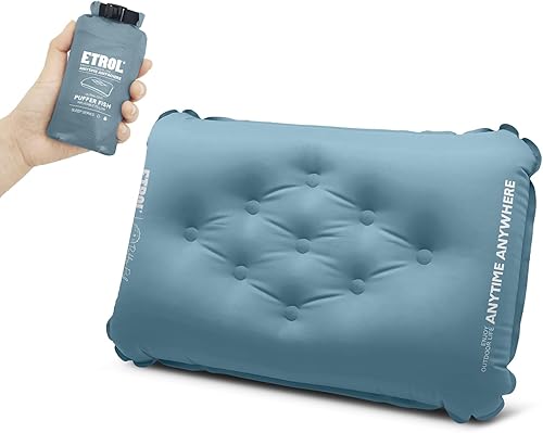 Miniatura 8 de Almohada inflable ultraligera de viaje (11.8 x 16.9 pulgadas) para soporte lumbar de cuello, ergonómica, ligera, compacta, para senderismo, playa,