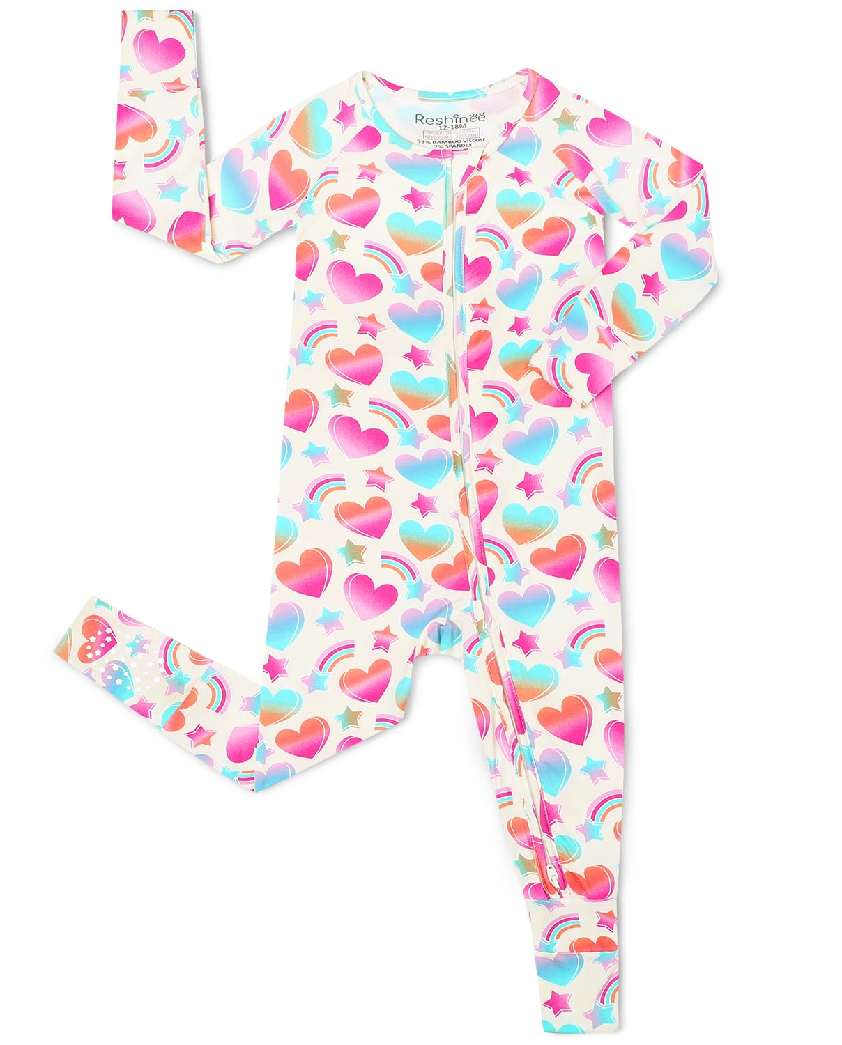 babee Reshinee Viscose Derived from Bamboo Baby Footie Pajamas Convertible Newborn Sleeper for Baby Girl Zipper Onesie 0-24M