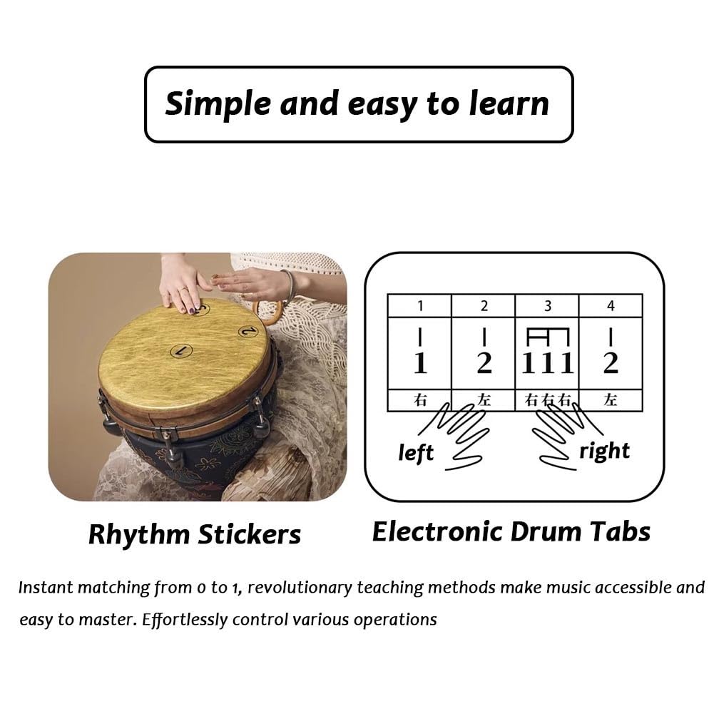 Tamburo A Mano Djembe, Strumento Circolare Con Fusto E Pelle Sintetici Strumento Per Musica Tribale/Performance Per Adulti E Bambini(#3)