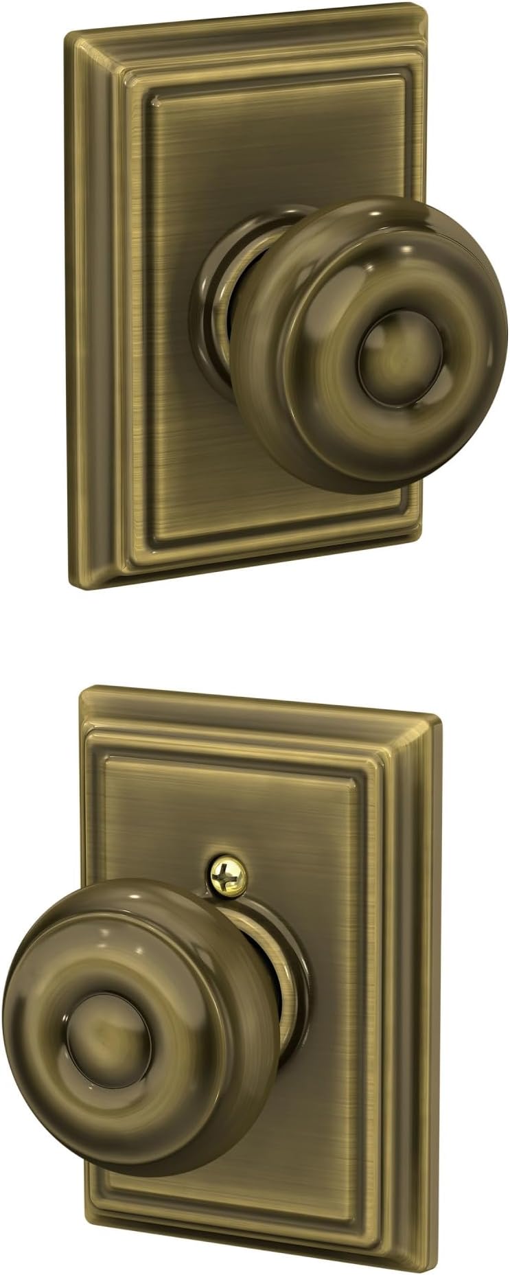 SCHLAGE F10GEO609ADD Addison Collection Georgian Passage Knob, Antique Brass