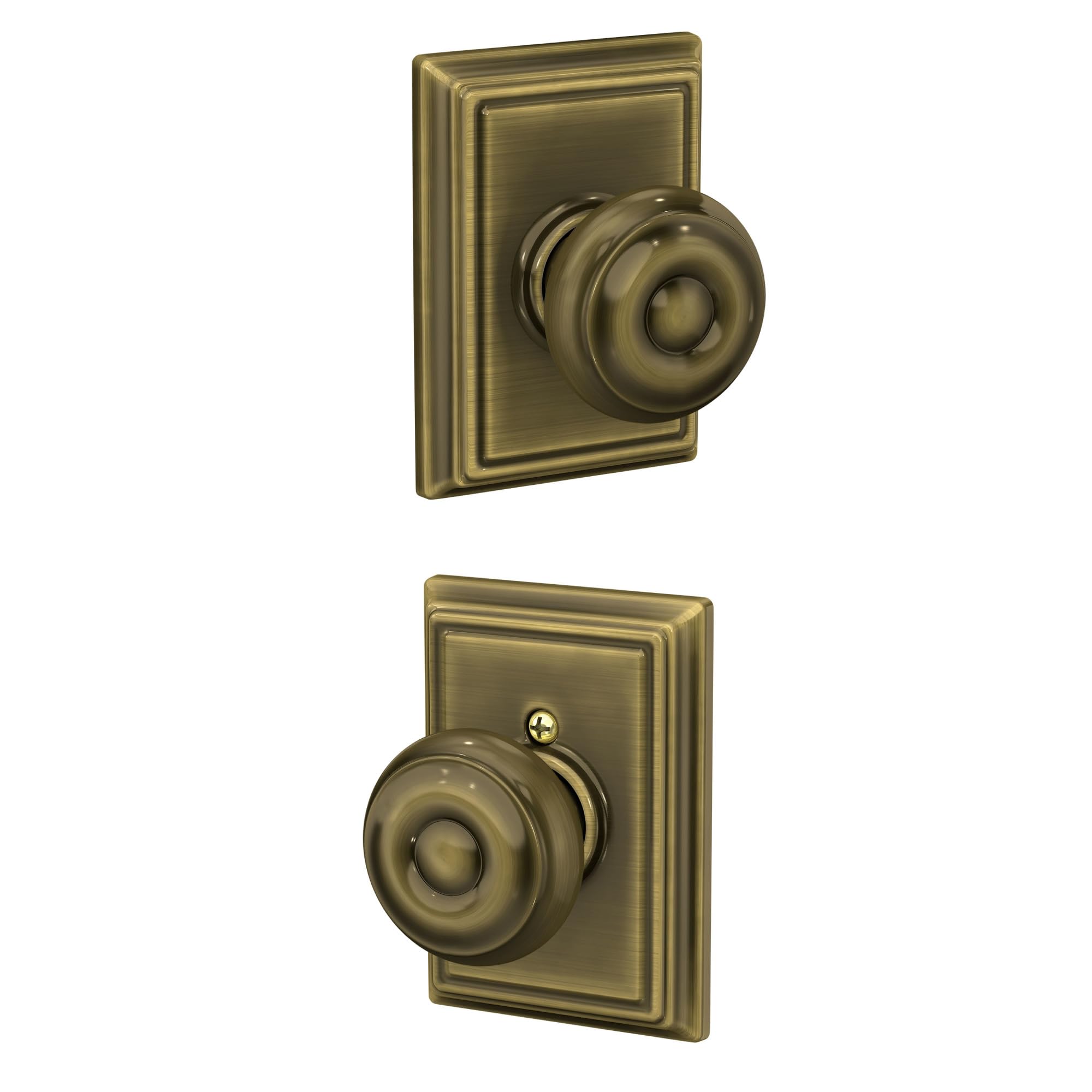 SCHLAGE F10GEO609ADD Addison Collection Georgian Passage Knob, Antique Brass