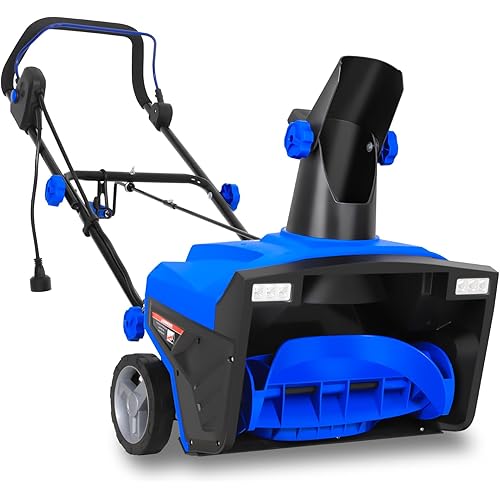 BILT HARD 20 Inch 15 Amp Snow Blower, Walk-Behind Corded Electric Snowblower with Dual LED Headlights and 180° Rotating Chute for Driveway, Walkway