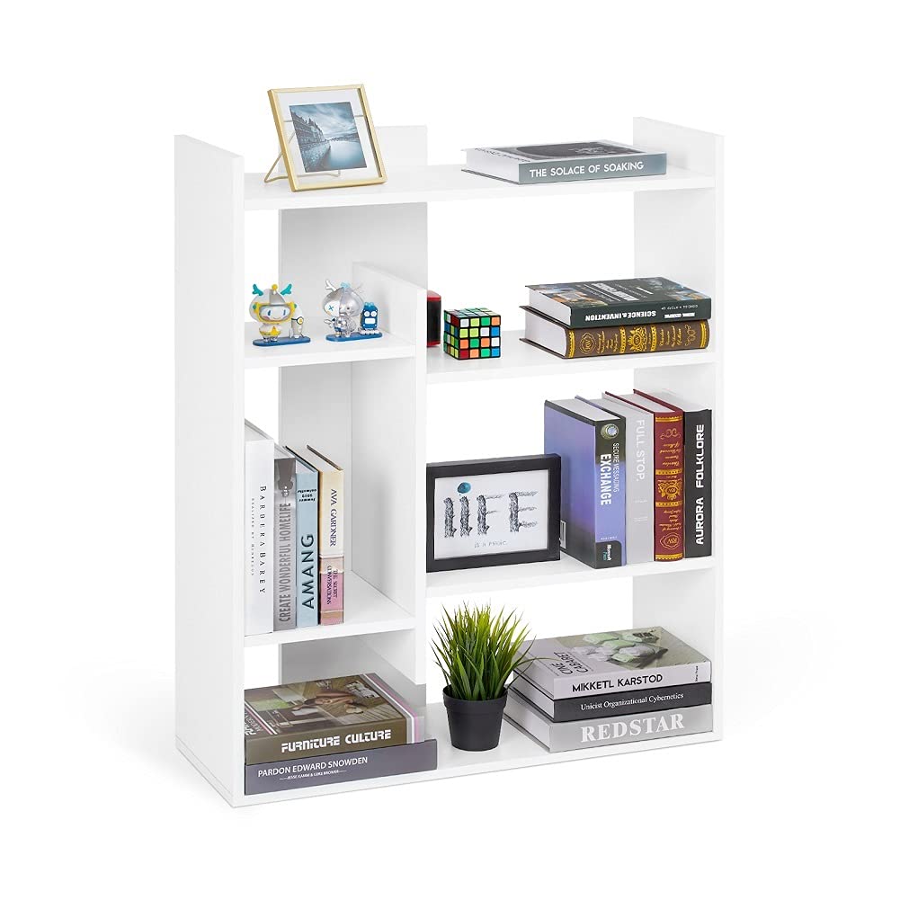 Meerveil Bookshelf, Bookcase with 4Tier Display Shelves Modern Wooden