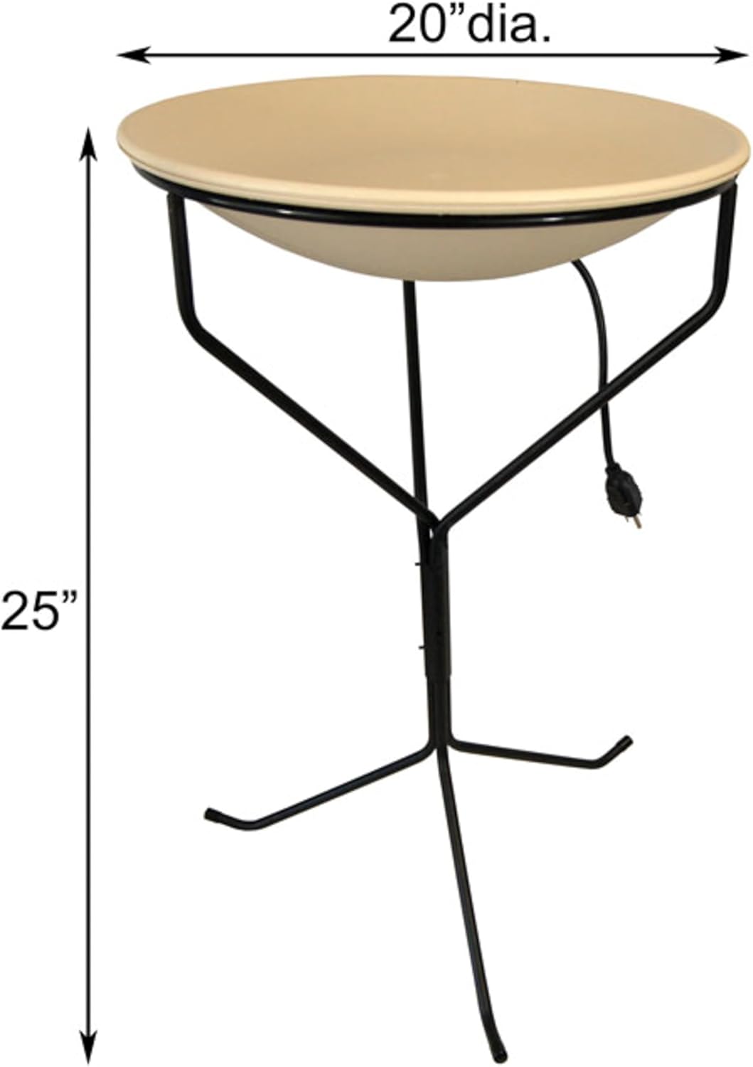 BestNest Heated Bird Bath with Metal Stand and 25' Lock-N-Dry Cord – 20" Diameter, Thermostatically Controlled Heater for Winter Use, Outdoor Bird Bath with Safe Power Connection