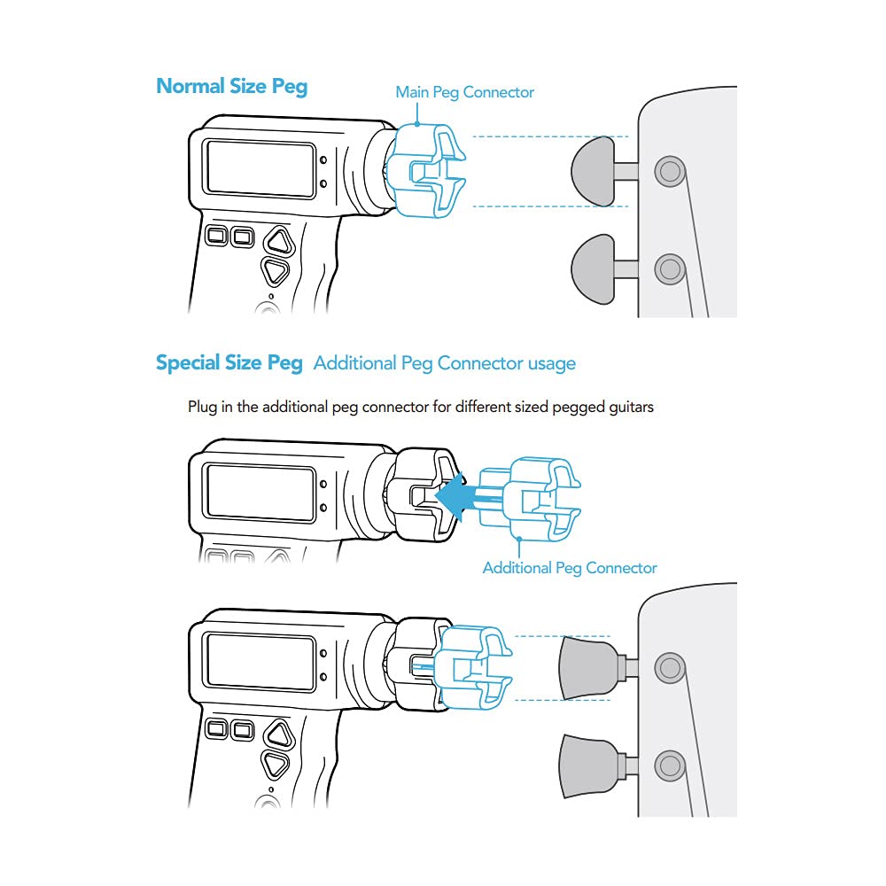 Btuty T2 Smart Guitar Tuner Peg String Winder para Guitarra Ukelele Afinación cromática Batería de litio recargable incorporada