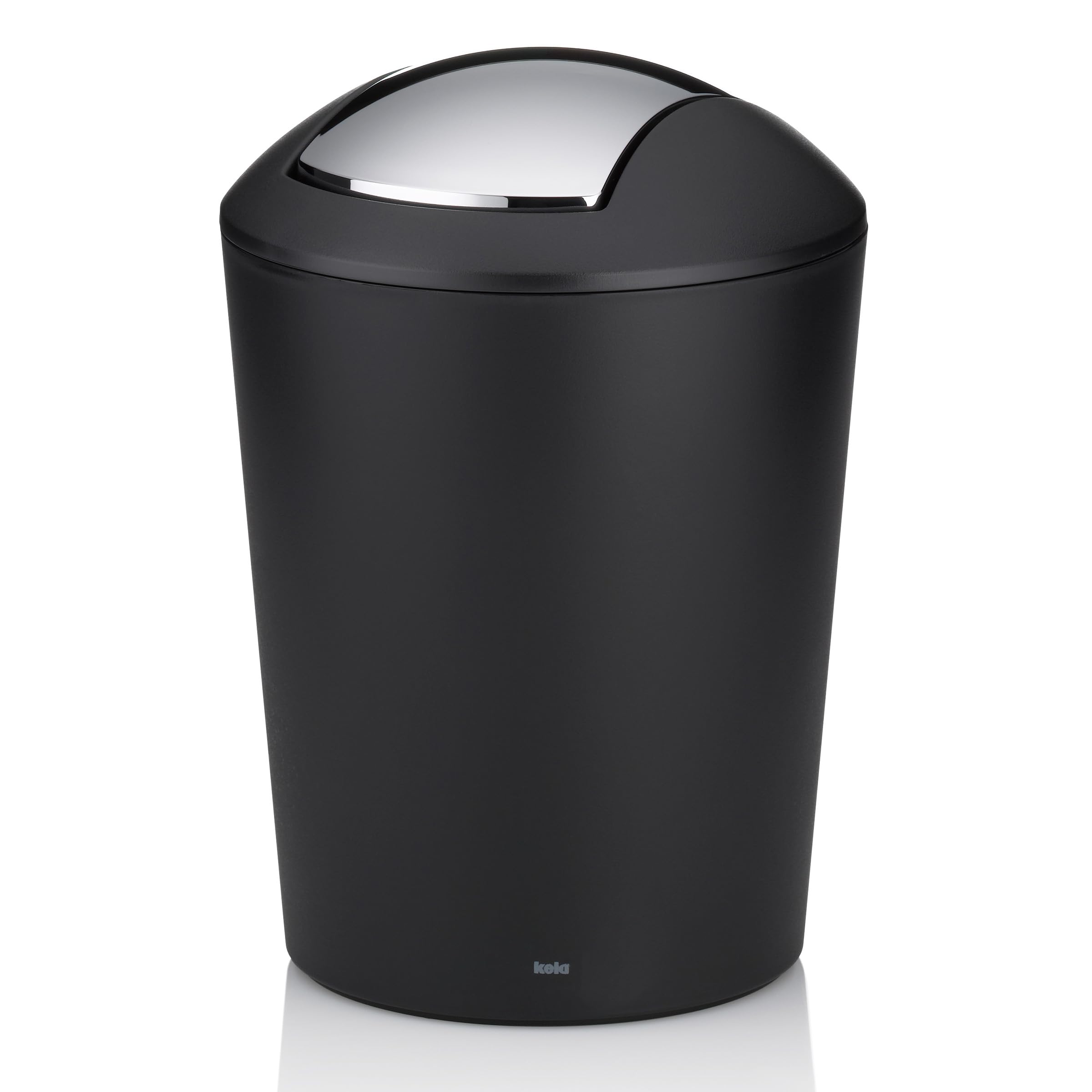 kela swing lid bin black, cosmetic bin 5l with swing lid, plastic, MARTA, waste bin bathroom black matt