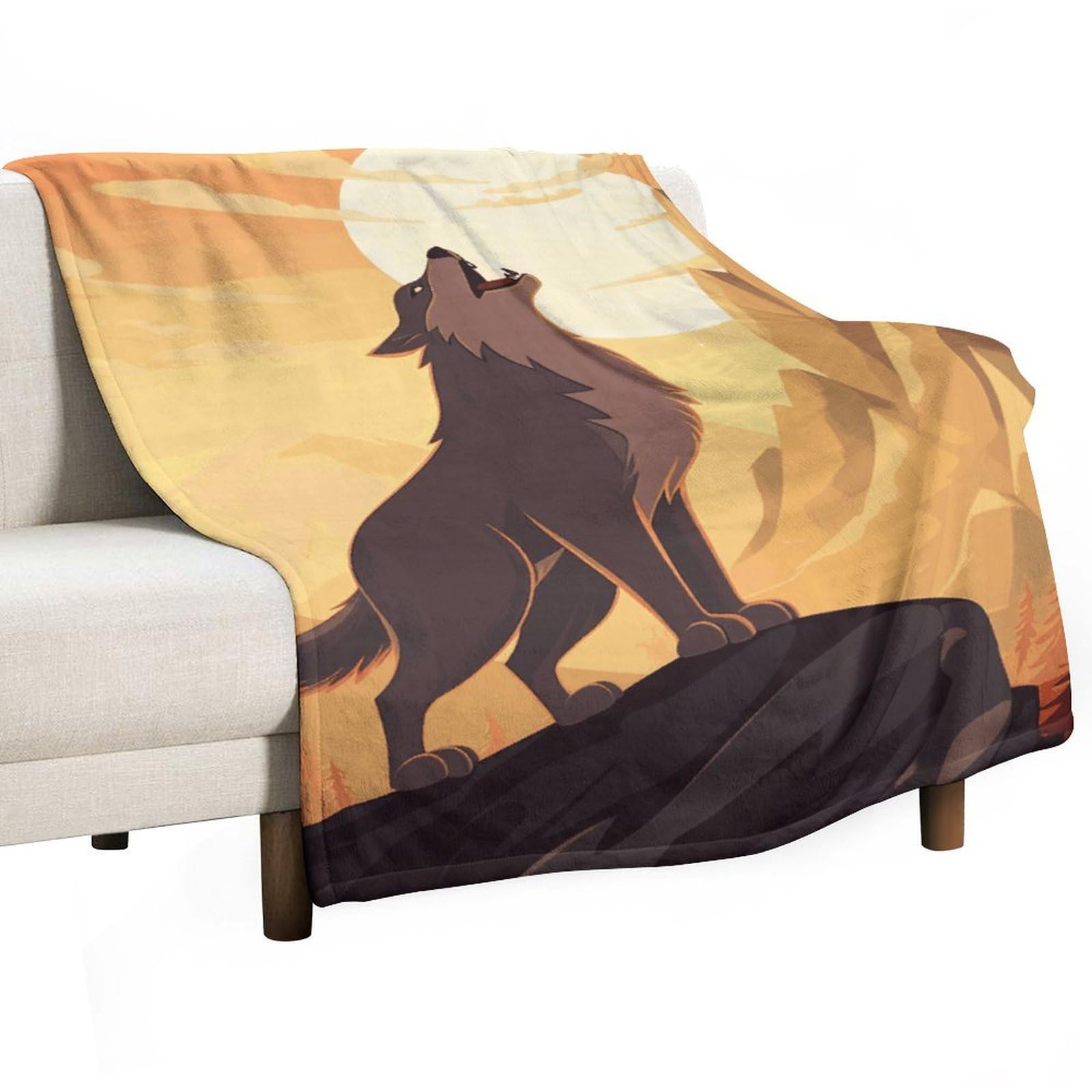 Couverture flanelle loup - Cadeau idéal et original pour adulte et enfant passionné de nature