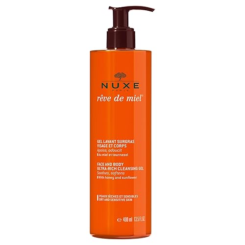 NUXE Rêve de Miel Gel de ducha ultra rico con miel y glicerina, gel de ducha para piel seca y sensible, 13.5 onzas líquidas