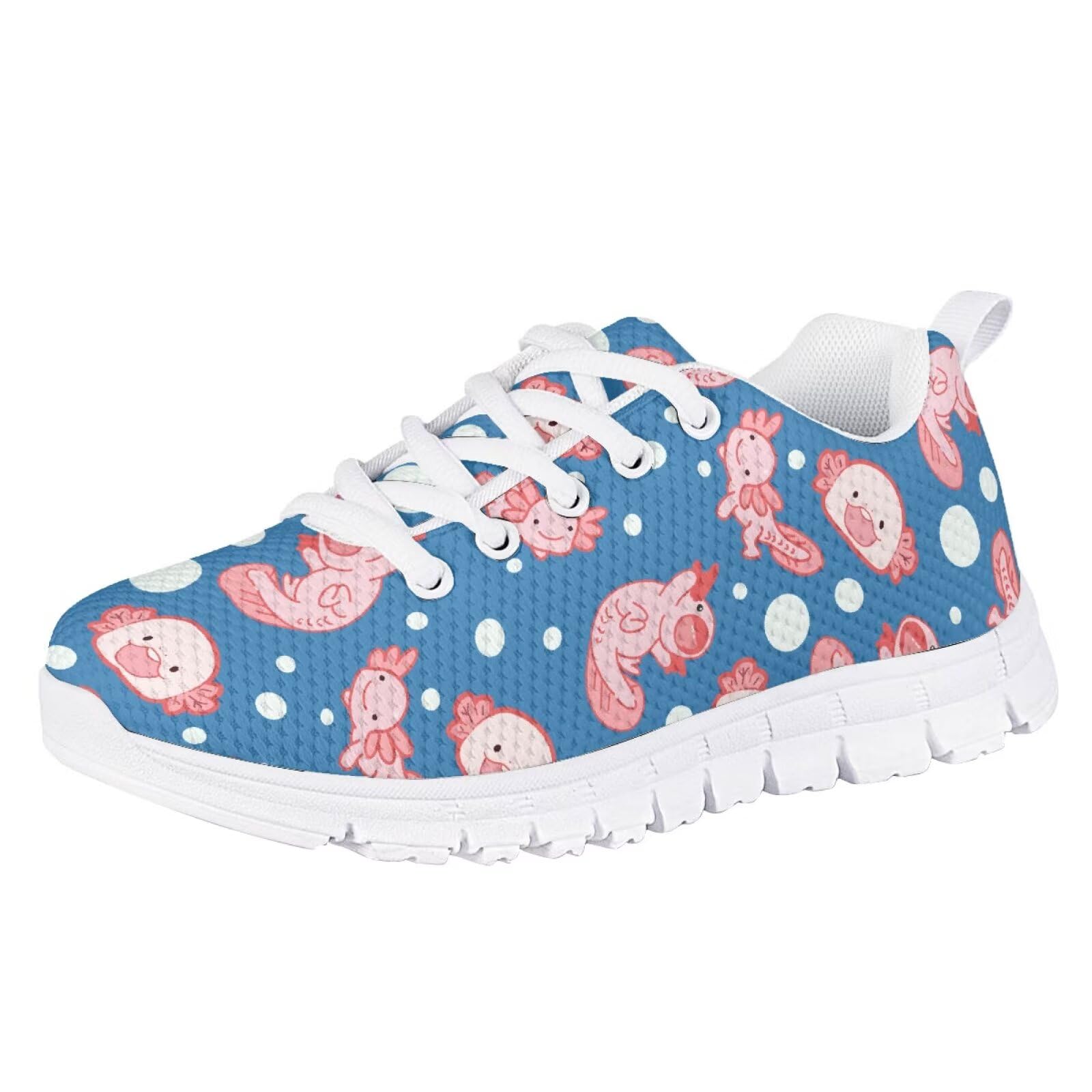 Pink Anime Axolotl Blue Kids' Sneakers Knitted Mesh Sports Shoes Breathable Lightweight Running Shoes Flat Tennis Sneaker