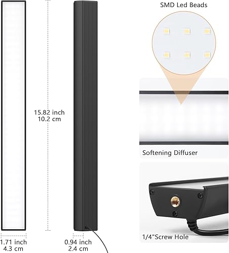 Miniatura 5 de Juego de 2 varitas de luz LED de video, kit de varita de iluminación LED de fotografía de 5600 K con soporte de trípode de 63 pulgadas, filtros de