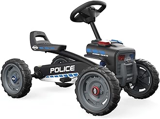 Buzzy Police Pedal Go Kart for Toddlers Ages 2 to 5 Years Ride On Police Car with Adjustable Seat Direct Drive EVA Tires and Four Wheel Stability for Indoor and Outdoor Patrols