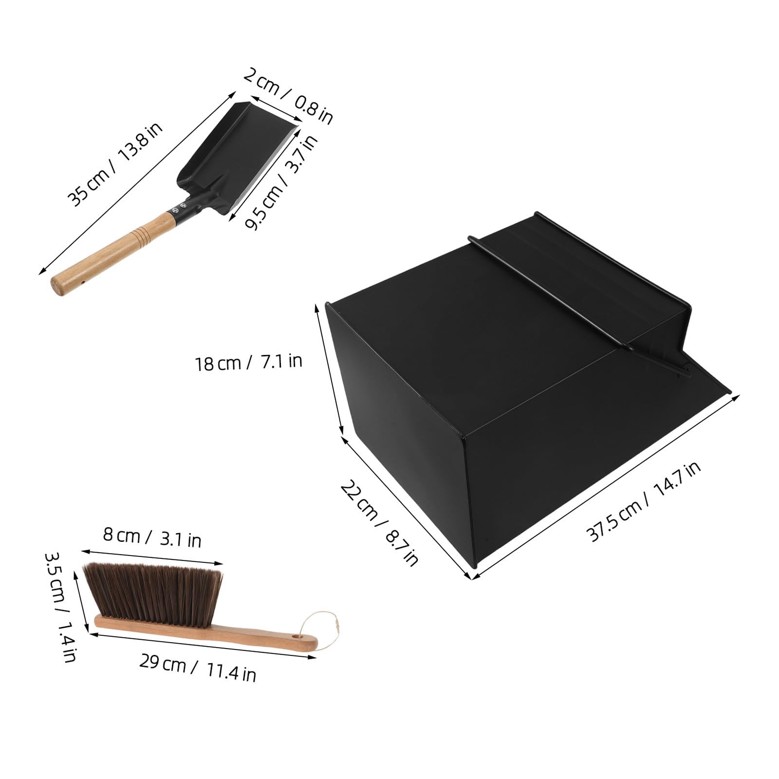 POPETPOP Cubo para Restos de Chimenea de Hierro Negro con Pala y Cepillo