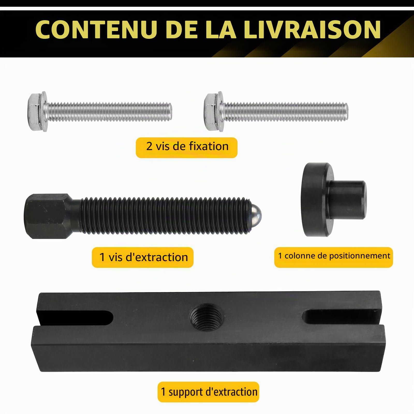 Extracteur de poulie de vilebrequin, outil de retrait compatible avec Ford EcoBLUE TDCi Transit, compatible avec Transit/Tourneo Custom, support de traction, boulon de traction central, goupille de