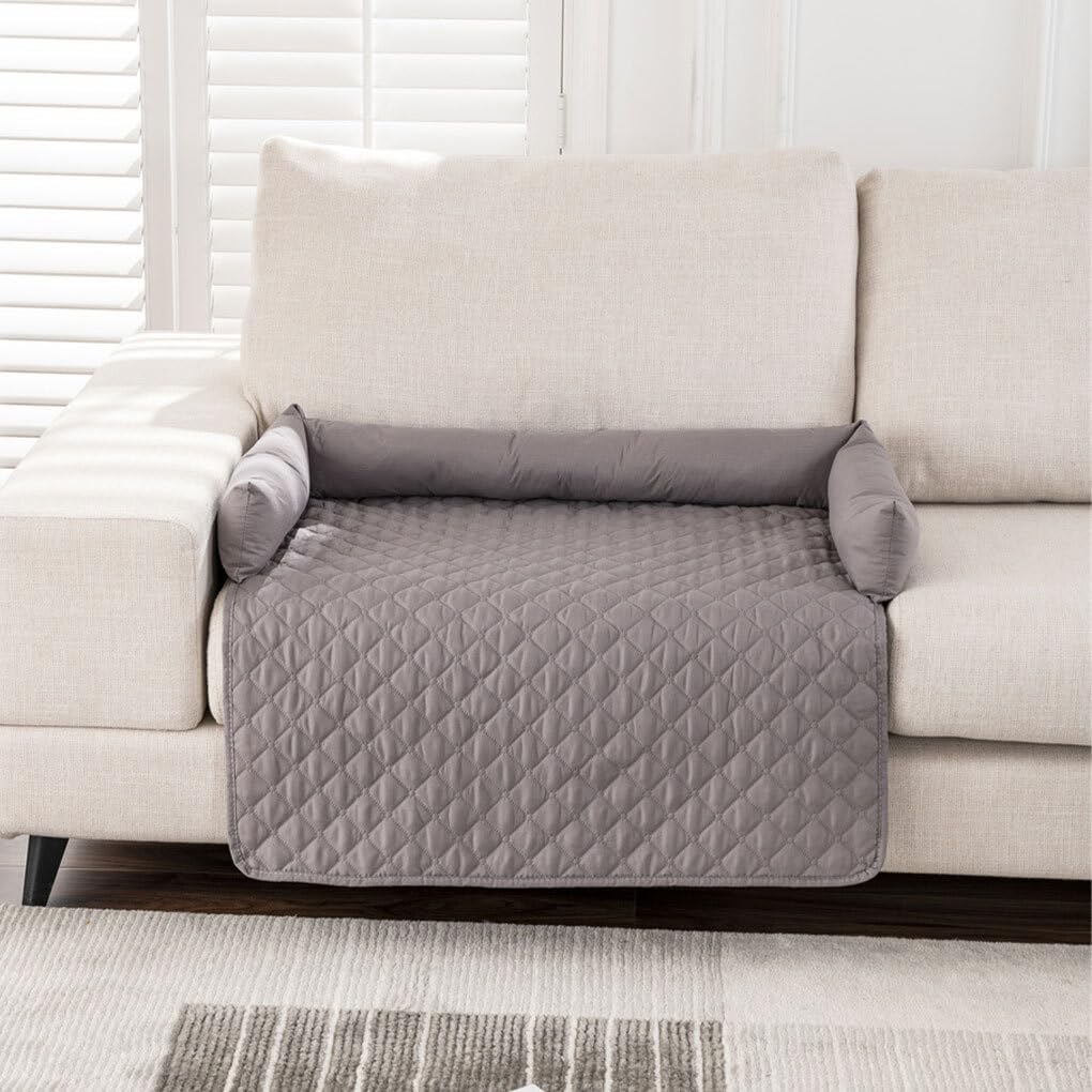 Manta para Mascotas para protección de sofá Cama Muebles acogedores y Elegantes Impermeable Cama para Perro colchón Tela Antideslizante Funda de sofá, Gris Oscuro, 75 * 75