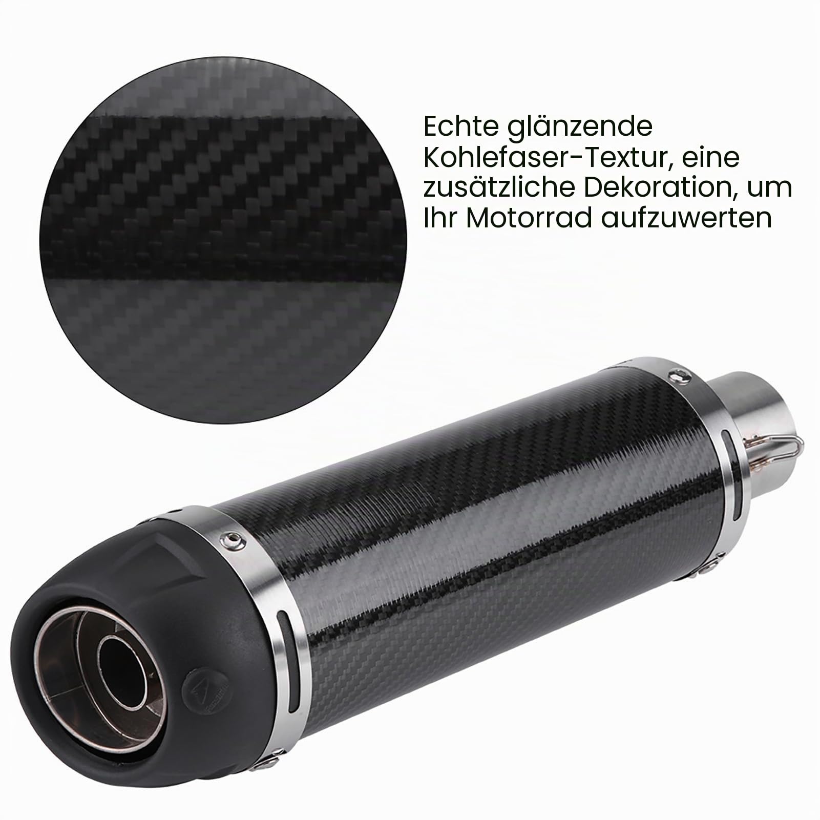 Motorrad Universal Auspuff mit ABE Carbon Zubehörset