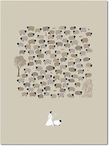 UYMHUKZ Póster de decoración de pared de la Biblia curativa de Jesús cristiano, parábola de las ovejas perdidas, imágenes de Dios Jesús, cristiano,