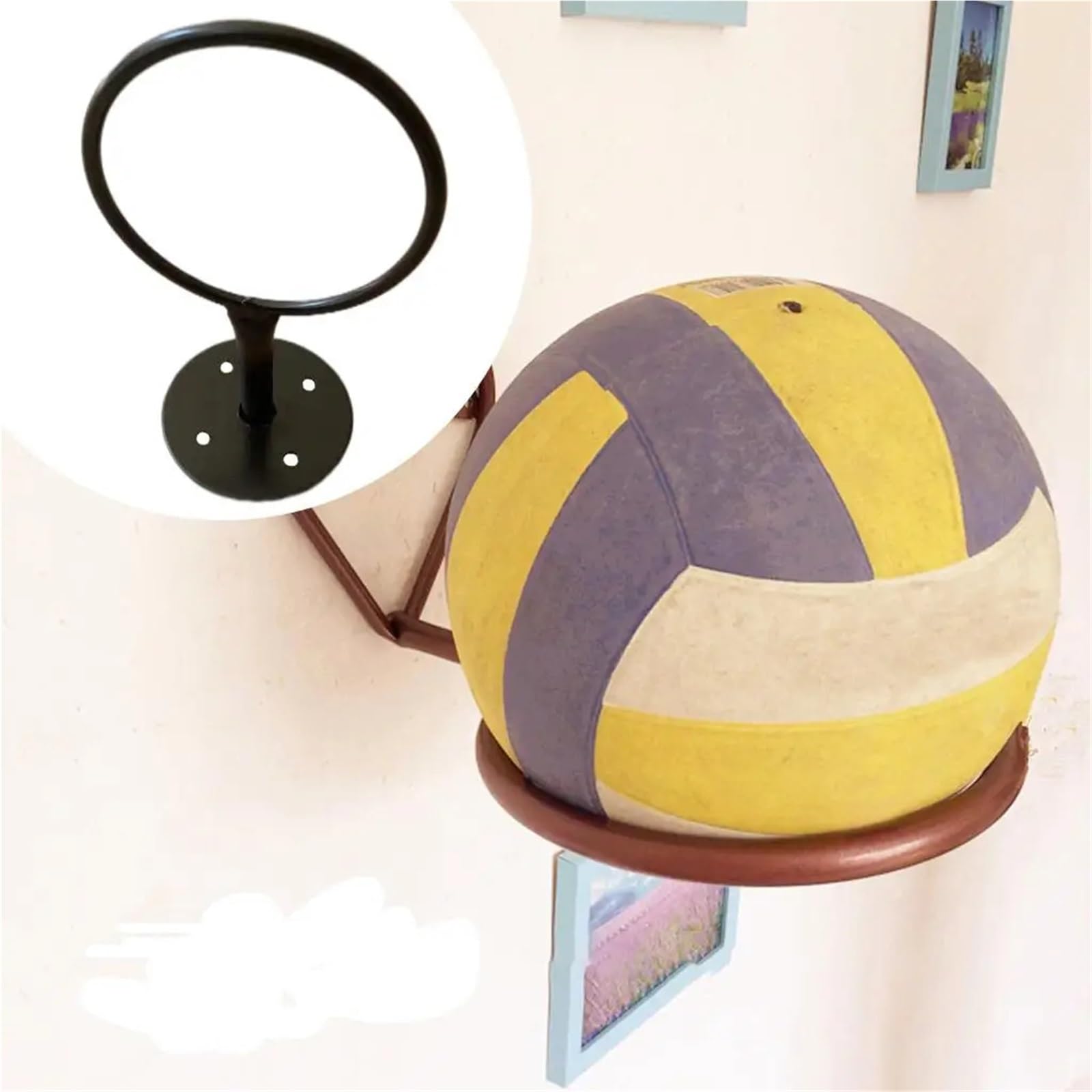 Supporto da parete per pallacanestro, calcio, pallavolo, attrezzatura sportiva, ideale per allenamento a casa e decorazione, 5 pezzi