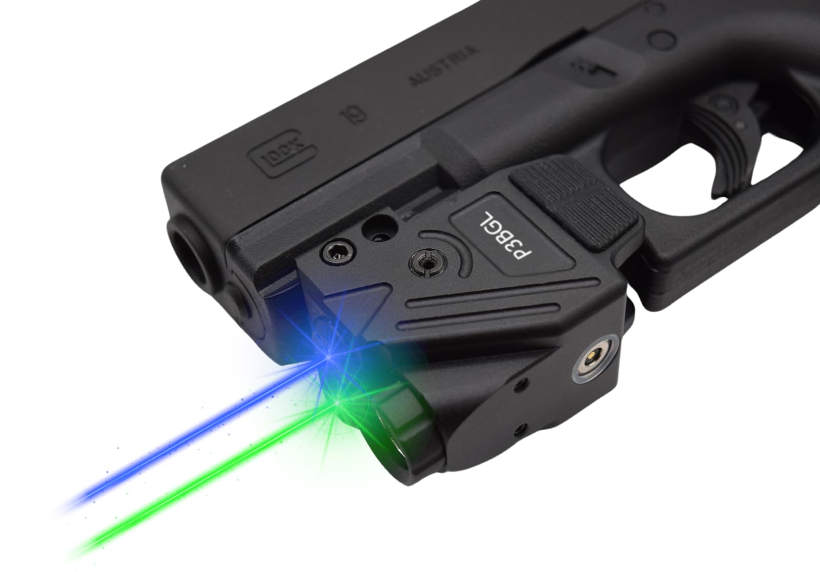 HiLight - Tactical P3BGL - 700 Lumens Strobe Flashlight & Dual (Blue, Green) Laser w/Military-Grade Aluminum & Rechargeable USB Battery - Extension Rail Mount Light & Dual Laser Class of IIIA, <5mW