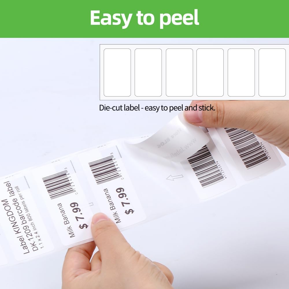 Replace for Brother (2.4 in x 1.1 in) DK-1209 White Label for Small Address/Barcode Labels, Roll of 800 Stickers use with QL-800 Printer, 29 x 62mm (5 Rolls+ 1 Reusable Cartridges) - Image 4