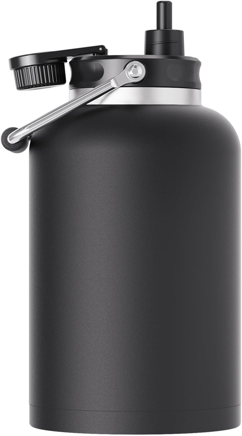 Zenbo One Gallon Jug with Straw, 128 oz Double Wall Vacuum Insulated Sports Water Bottle, Keeps Cold up to 48 Hours, Leak-Proof & Sweat-Proof Stainless Steel Water Jug for Gym, Outdoor & Camping