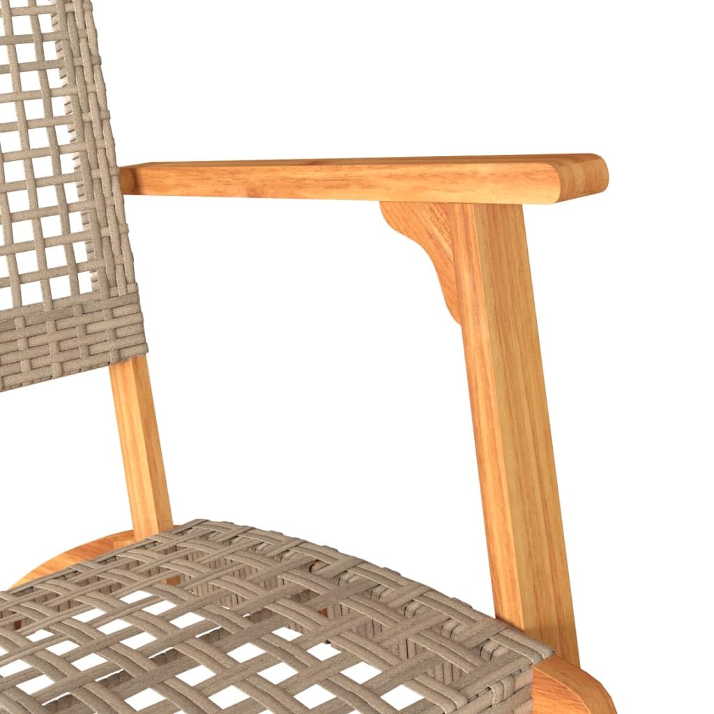 Set 2 Sedie da Giardino Polyrattan Legno Acacia Beige | Sedute da esterno ergonomiche con braccioli in acacia per relax in balcone, terrazzo o giardino.