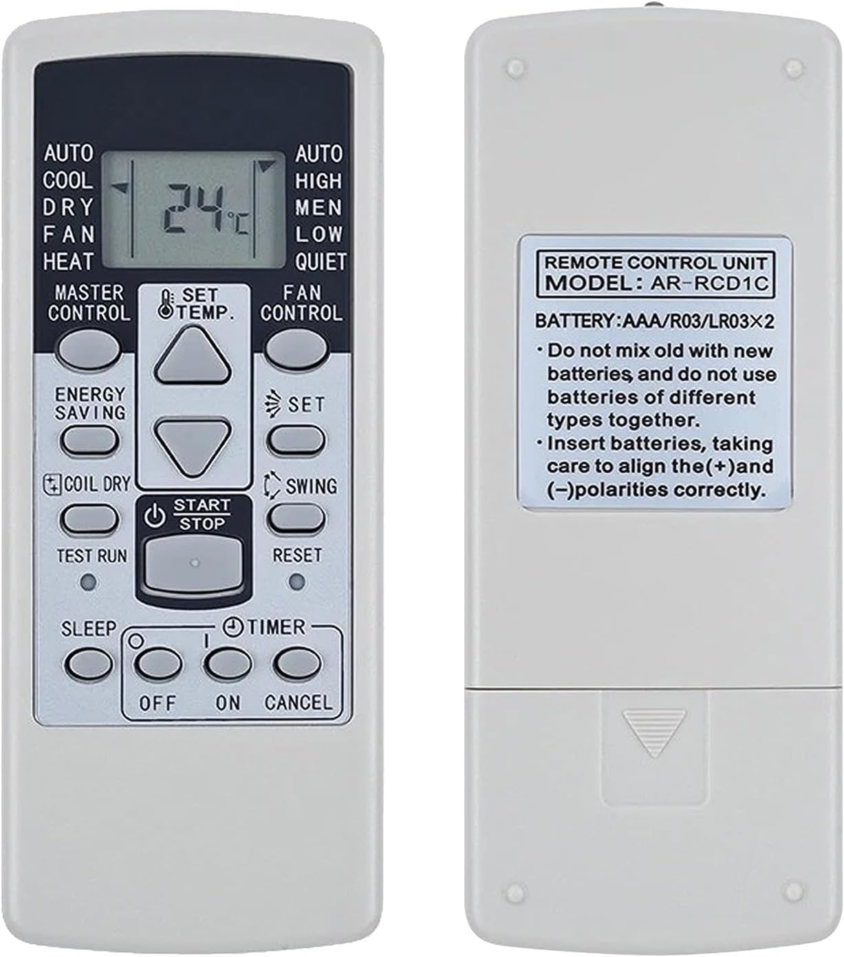AR-RCD1C Replacement Remote Control for Fujitsu Air Conditioner Compatible with AR-RCD1E RCE1E ARRCD1E