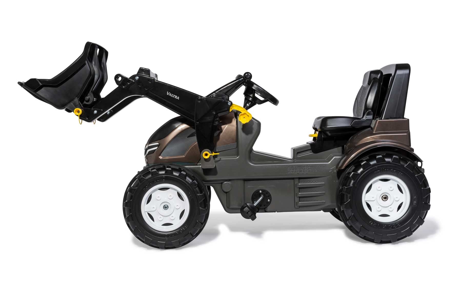 Rolly Toys - Tracteur RollyFarmtrac Premium 730056 - avec Chargeur rollyTrac de 3 à 8 Ans - avec pneus Silencieux - Siège réglable en Longueur et en Hauteur - Marron