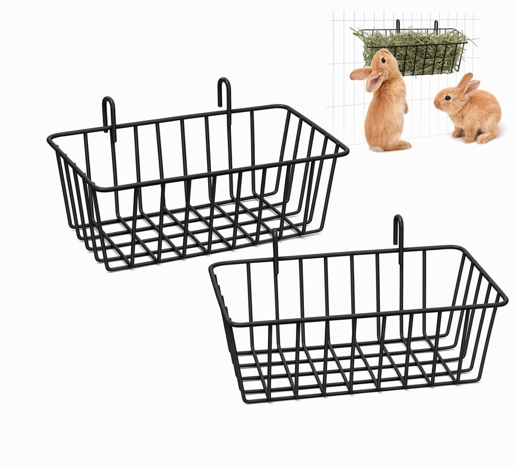 2 Pcs Rabbit Hay Feeders, 23×10×7.5cm Guinea Pig Hay Feeder, Black