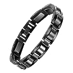 Feraco Mens Magnetic Bracelets, Classic Balck Titanium Stainless Steel Bracelets with Natural Hematite Magnet Stones,Men\'s Jewelry Gifts,8.66 inch