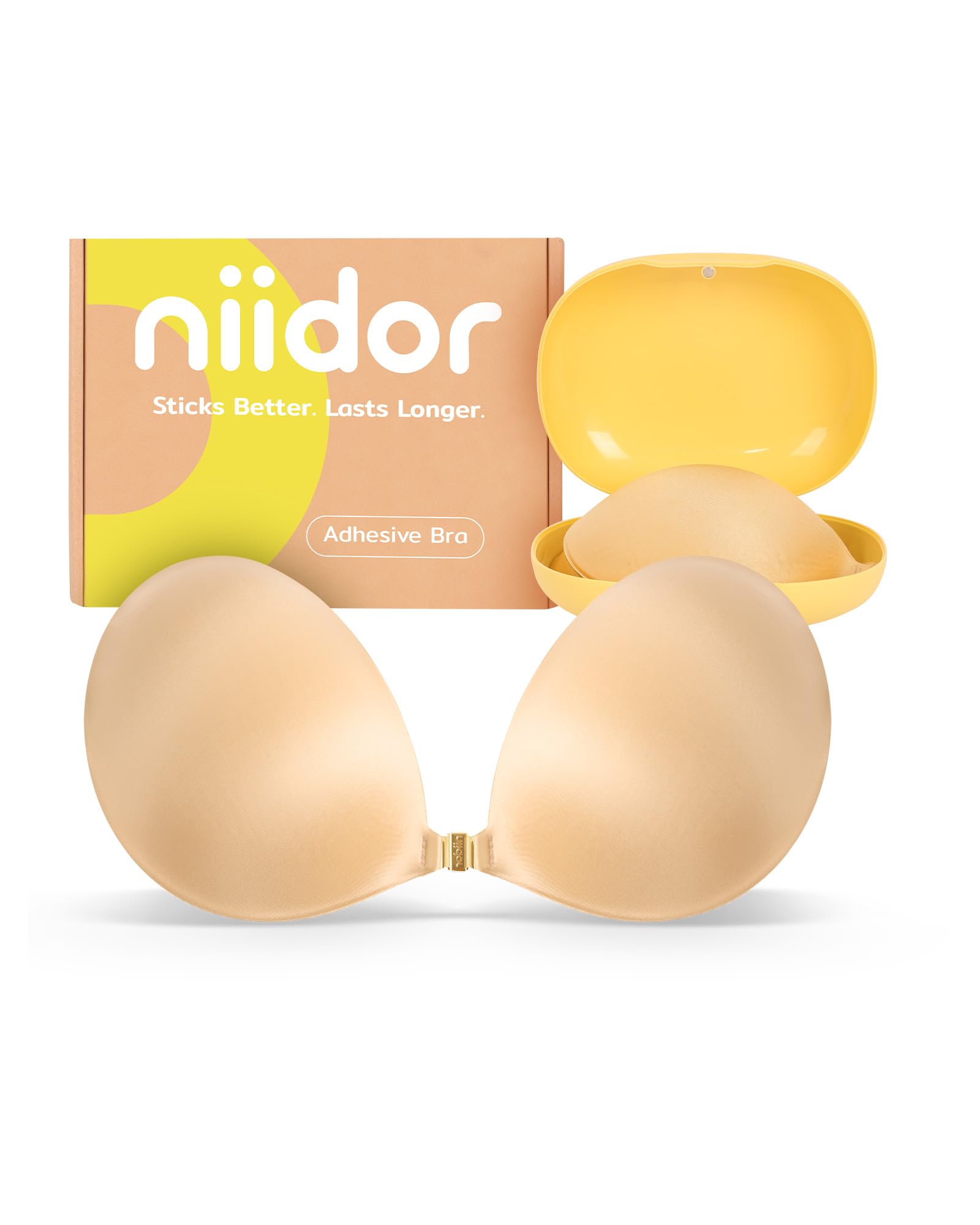 Niidor Adhesive Bra Strapless Ultra Sticky Invisible Push up Silicone Bra Multiple Colors Sizes Reusable for Backless Dress