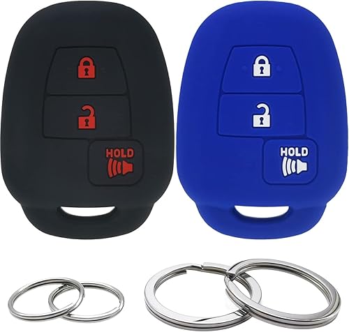 Miniatura 10 de GFDesign 2 fundas de silicona para llavero de 3 botones, protector sin llave compatible con Toyota RAV4 Highlander Sequoia Tacoma Tundra (negro)