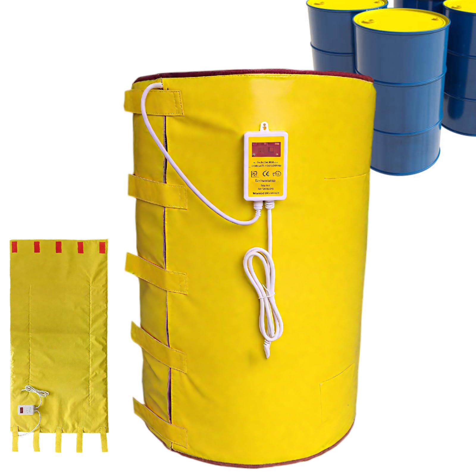 Podgrzewacz Beczek Ibc 2000 W Do Beczek 200 L | Izolacja Gorącym Kompresem | Regulacja 0-120°C Z Regulatorem Temperatury | Metalowy Podgrzewacz Beczek Z Olejem, Do Beczek Z Olejem