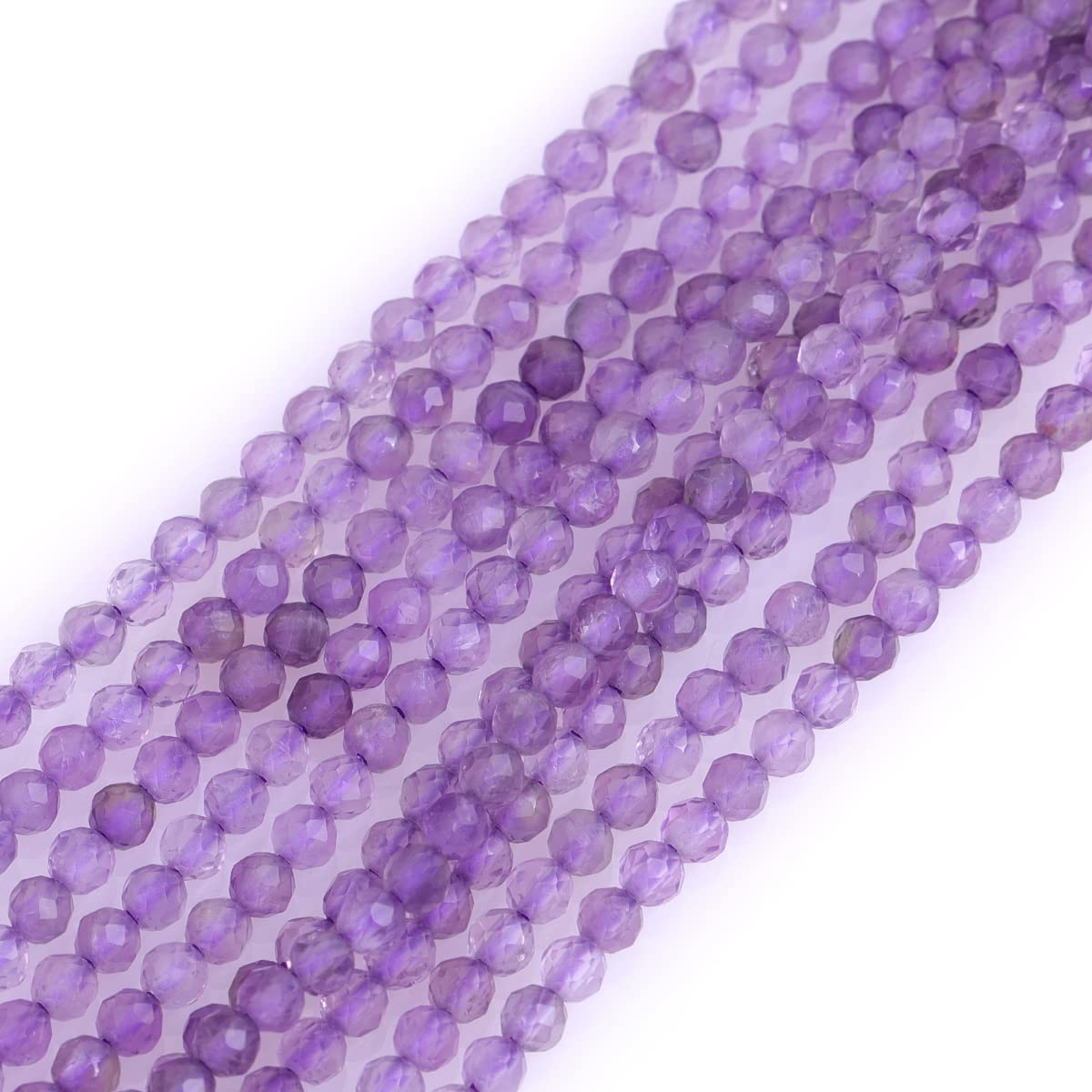 Gem-Inside 2mm Natural Purple Amethyst Real Crystal Gemstone Faceted Spacer Beads for Jewelry Making Strand 15''