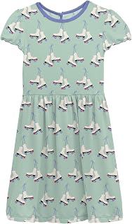 Print Flutter Sleeve Twirl Dress, Soft Bamboo Viscose Girl Clothes, Girls Summer Clothing, Comfortable Dress