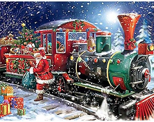 MWOOT 5D Christmas Diamond Art Painting Kit,Santa Claus DIY Full Drill Diamond Rhinestone Pasted Painting Embroidery Cross Stitch Crafts for Home Wall Decor (30x40cm),Style D