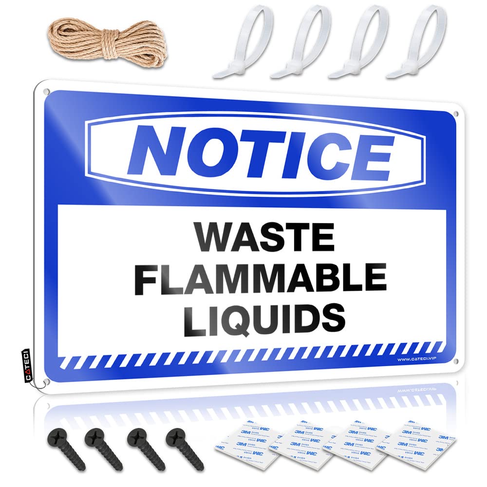 Mwfkkaddb Men's One Color Tinsign Decor Notice Waste Flammable Liquids Tin Sign Funny Camping Signs Home Bar Decor(30X40cm)