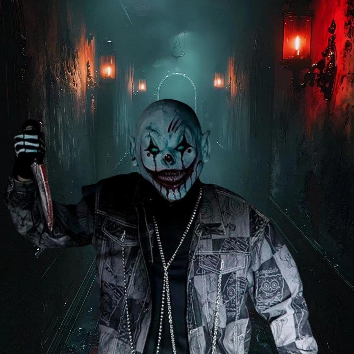 MplehDa Halloween Clown Mask Scary Killer Clown Mask Latex Creepy Cosplay Costume Masks for Adults Party Carnival Cosplay Fancy Dress Accessories - Image 3