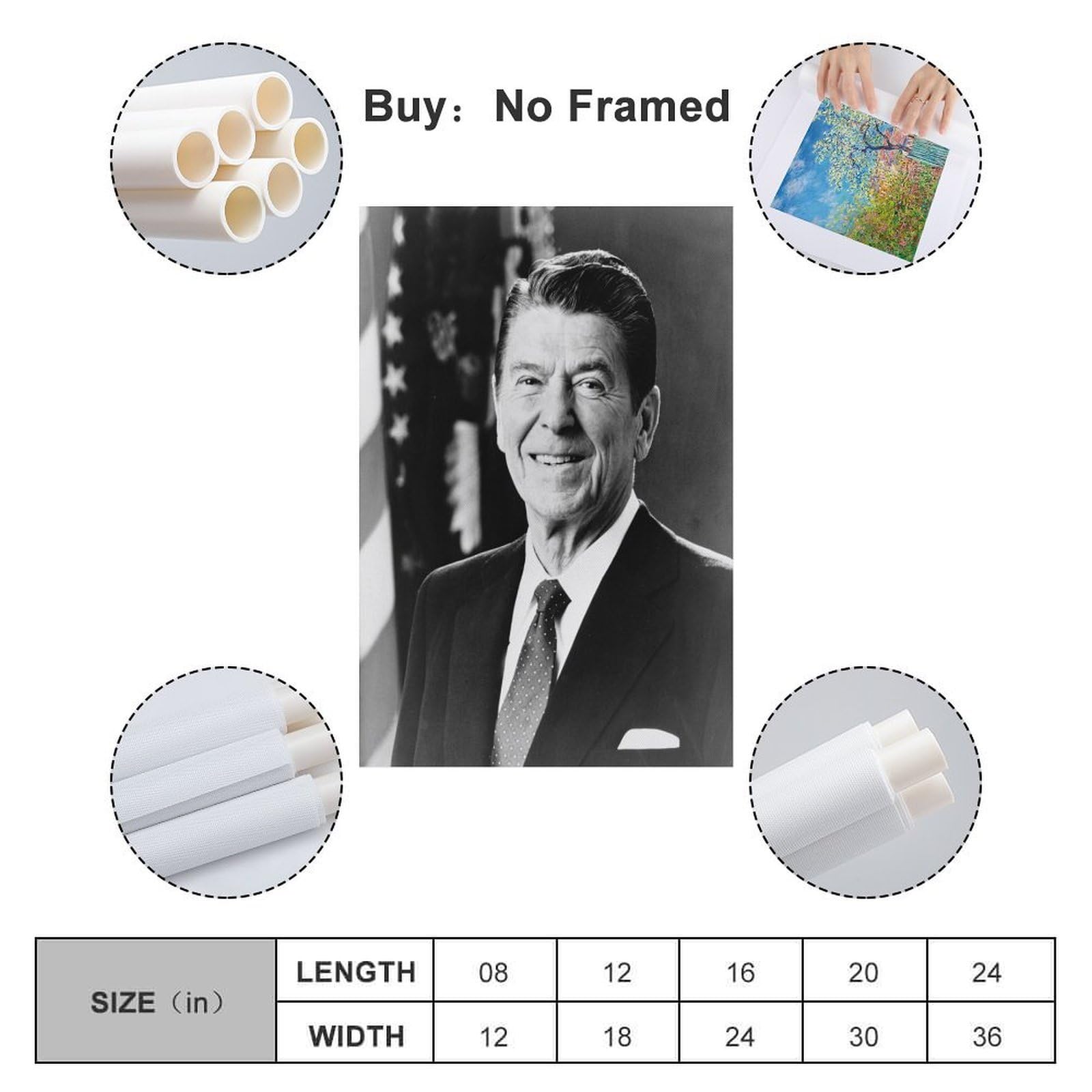 YiXong Ronald Reagan oficjalny portret plakat dekoracyjny obraz płótno plakaty ścienne i druk artystyczny obraz nowoczesny rodzinny sypialnia dekoracja plakaty 12 x 18 cali (30 x 45 cm)