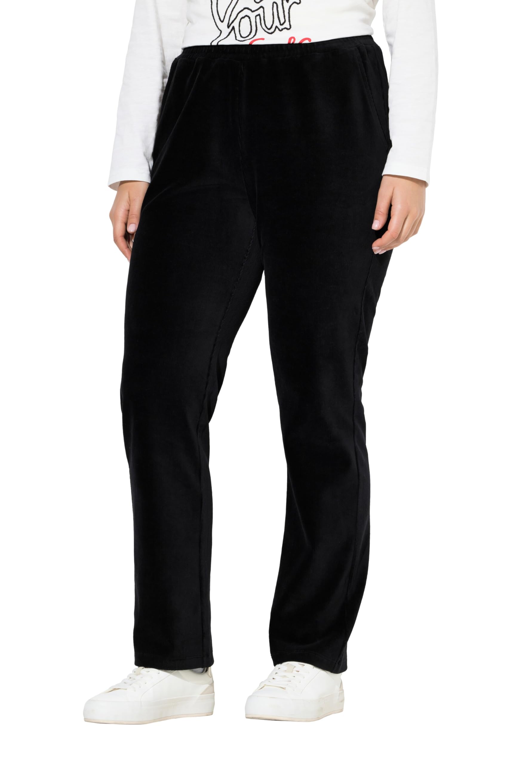 Ulla Popken Damen große Größen Übergrößen Plus Size Cordhose Ruby, gerades Bein, Elastikbund 842214