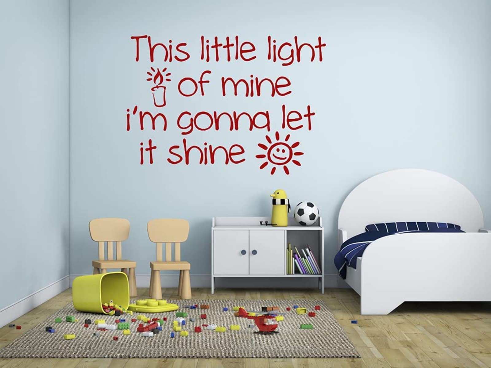 This Little Light of Mine Vinyl Decal - 22" x 35" Bible Song Lyrics Child Decal - Sunday School Childrens Church Nursery Decor - Wall Stickers Wife Decal Wall Art Living Room Bedroom Decor (Red)