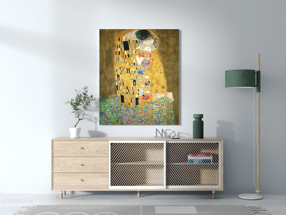 El Beso | Gustav Klimt | Simbolismo | Cuadro Canvas Wall Art | Impresion Giclee lienzo algodon puro | Bastidor 3cm | 70x95cm