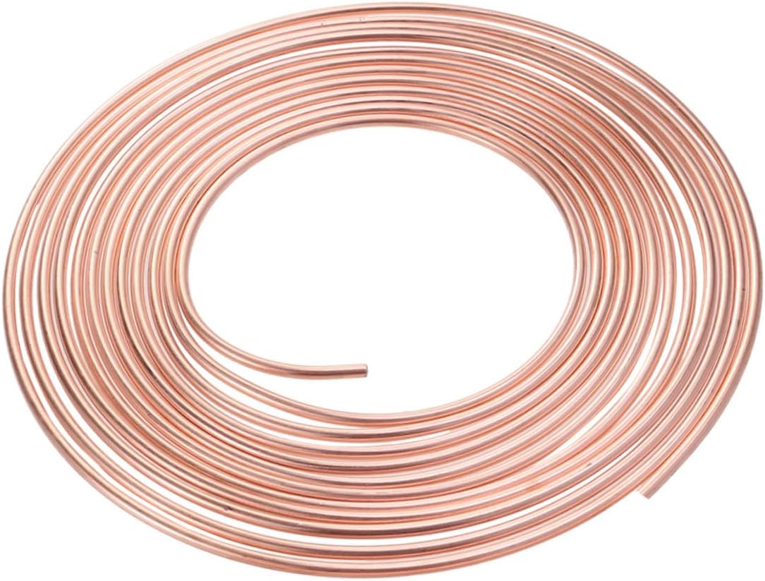 Garneck Copper-plated Brake Line Tubing 10m Coil Vehicle Brake Tube Outer Diameter 4.76-12mm Non-magnetic for Car Replacement