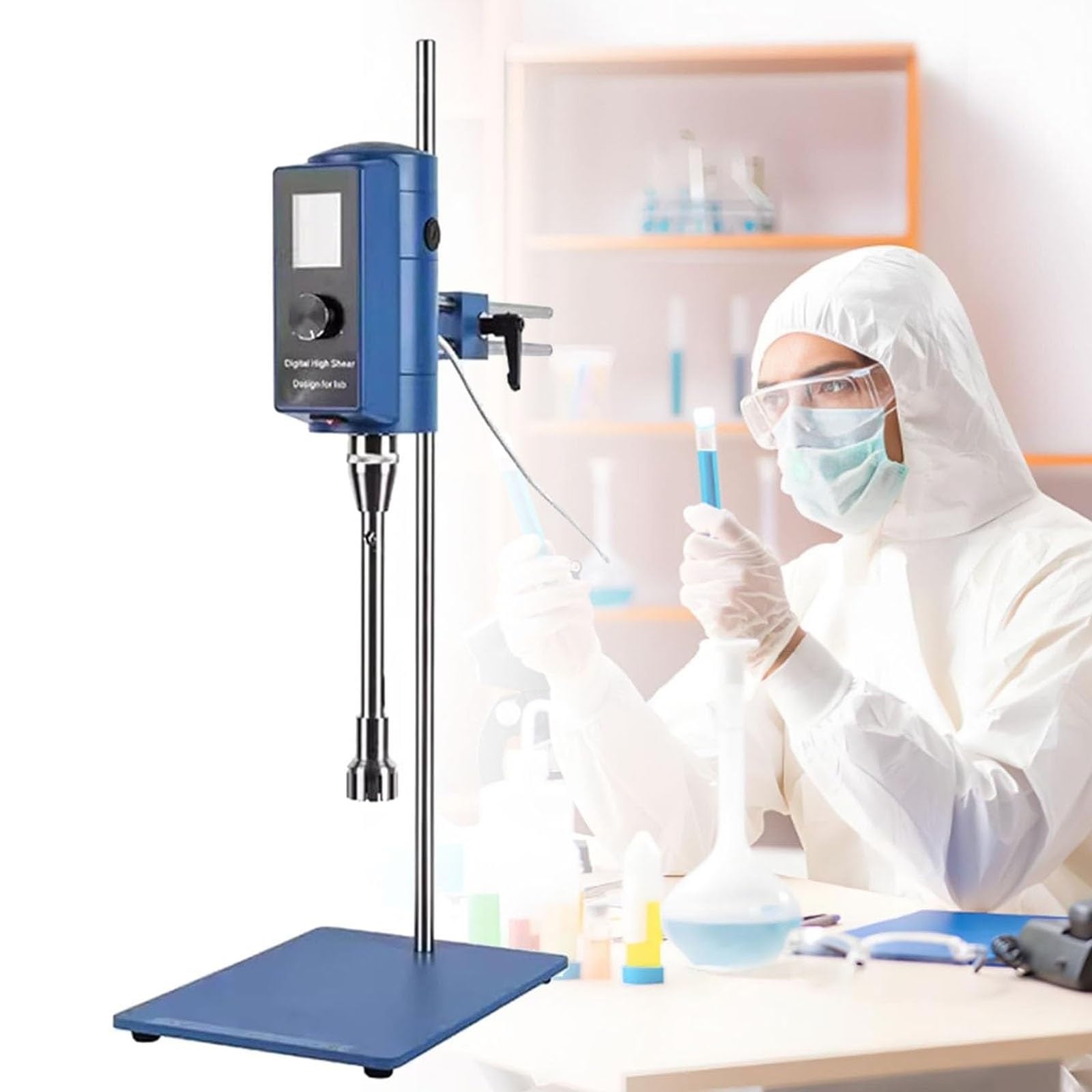 Wysokoobrotowy Emulgator Z Wyświetlaczem Cyfrowym, Laboratoryjna Maszyna Dyspergująca Z Wysięgnikiem, Regulowana Prędkość 2000–28000 Obr./Min, Mieszalnik O Dużym ścinaniu Z Wyświetlaczem Cyfrowym(36G)