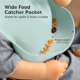 KeaBabies 2-Pack Silicone Baby Bibs for Eating - Sturdy Food-Grade Silicone Bibs for Babies Girl, Boy, Large Food Catcher, Clean & Put On Easily, Waterproof Toddler Feeding Essentials(Pastel Sky)